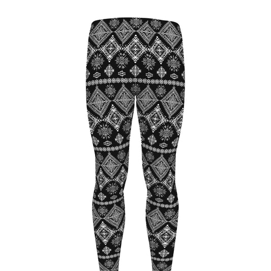 Black And White Boho Tribal Print Men's leggings