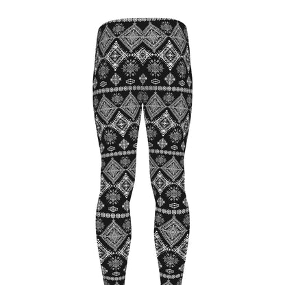 Black And White Boho Tribal Print Men's leggings