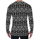 Black And White Boho Tribal Print Men's Long Sleeve T-Shirt