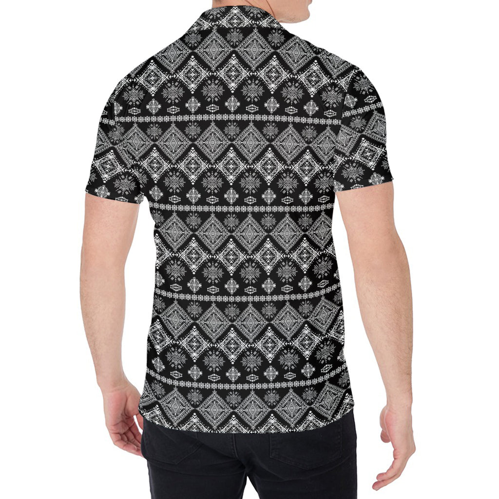 Black And White Boho Tribal Print Men's Shirt