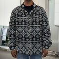 Black And White Boho Tribal Print Men's Shirt Jacket