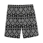 Black And White Boho Tribal Print Men's Sports Shorts