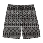 Black And White Boho Tribal Print Men's Swim Trunks
