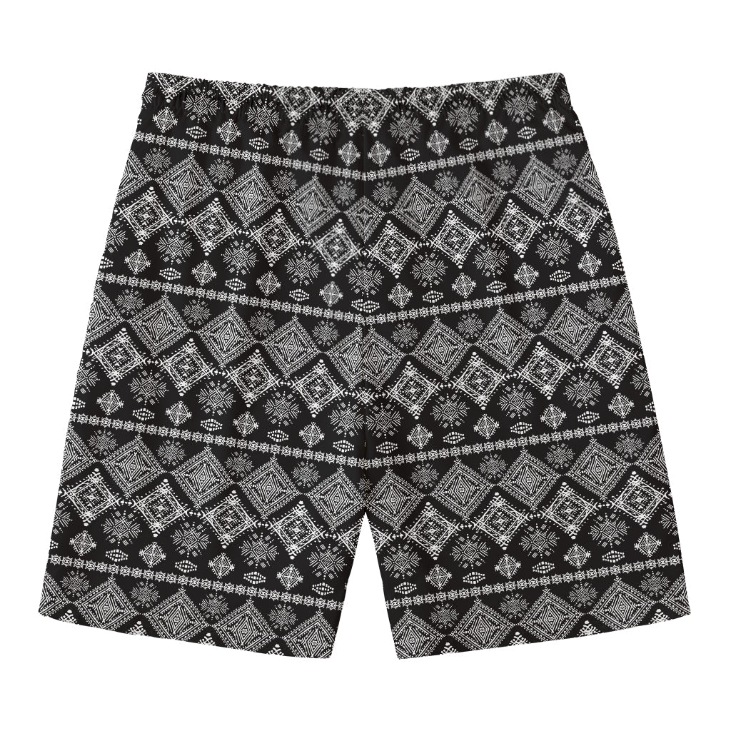 Black And White Boho Tribal Print Men's Swim Trunks