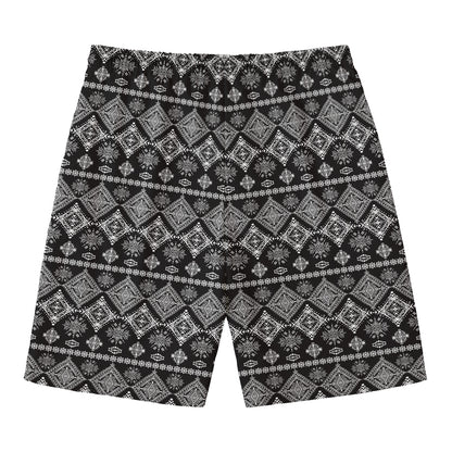 Black And White Boho Tribal Print Men's Swim Trunks