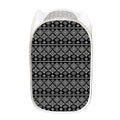 Black And White Boho Tribal Print Mesh Laundry Hamper