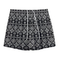 Black And White Boho Tribal Print Mesh Shorts