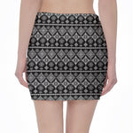 Black And White Boho Tribal Print Pencil Mini Skirt