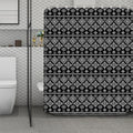 Black And White Boho Tribal Print Polyester Shower Curtain