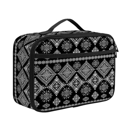Black And White Boho Tribal Print Portable Lunch Bag