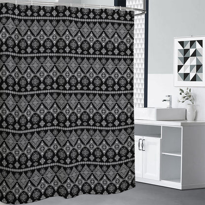 Black And White Boho Tribal Print Premium Shower Curtain