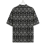 Black And White Boho Tribal Print Rayon Hawaiian Shirt