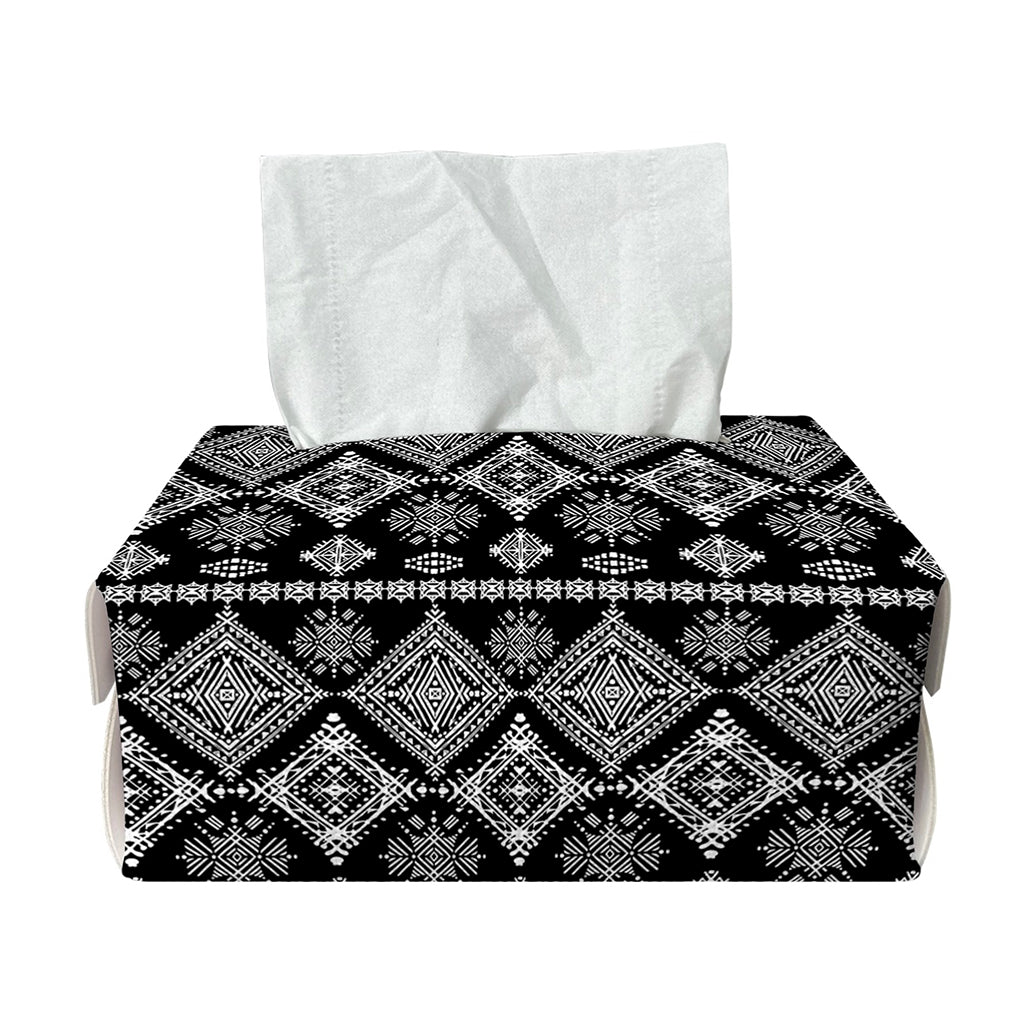 Black And White Boho Tribal Print Rectangle Tissue Box Cover