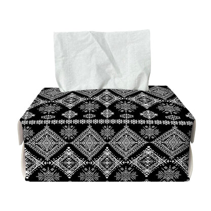 Black And White Boho Tribal Print Rectangle Tissue Box Cover