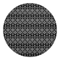 Black And White Boho Tribal Print Round Blanket