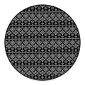 Black And White Boho Tribal Print Round Floor Mat