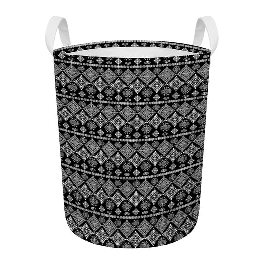 Black And White Boho Tribal Print Round Laundry Basket