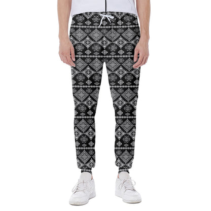 Black And White Boho Tribal Print Scuba Joggers