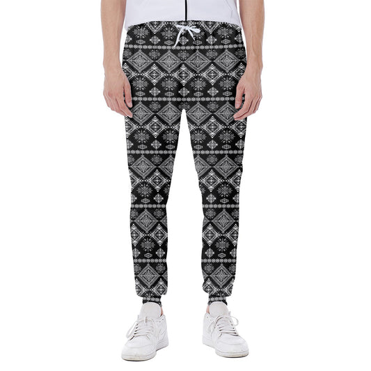 Black And White Boho Tribal Print Scuba Joggers
