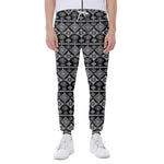 Black And White Boho Tribal Print Scuba Joggers