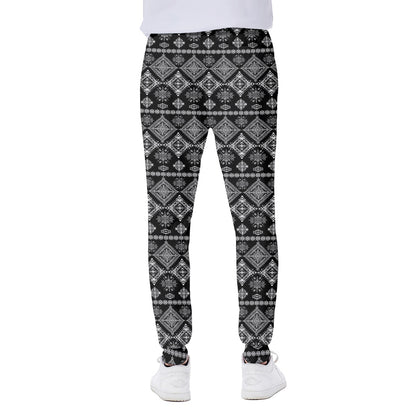 Black And White Boho Tribal Print Scuba Joggers
