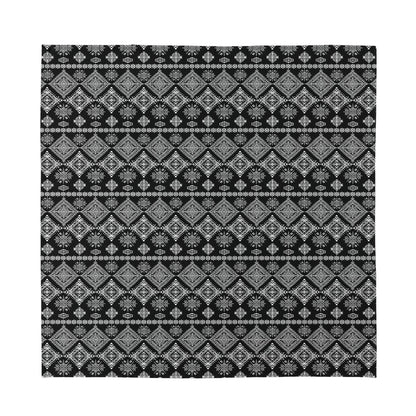 Black And White Boho Tribal Print Silk Bandana