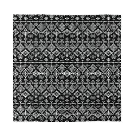 Black And White Boho Tribal Print Silk Bandana