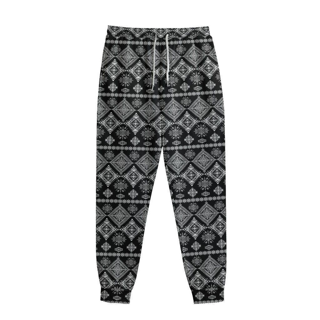 Black And White Boho Tribal Print Sweatpants