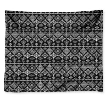 Black And White Boho Tribal Print Tapestry