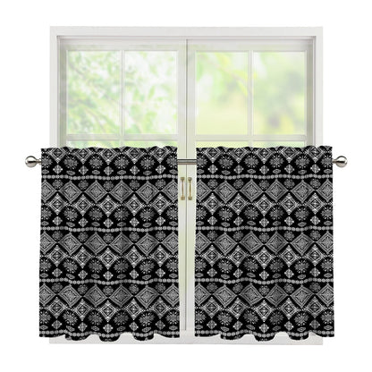 Black And White Boho Tribal Print Tier Curtains