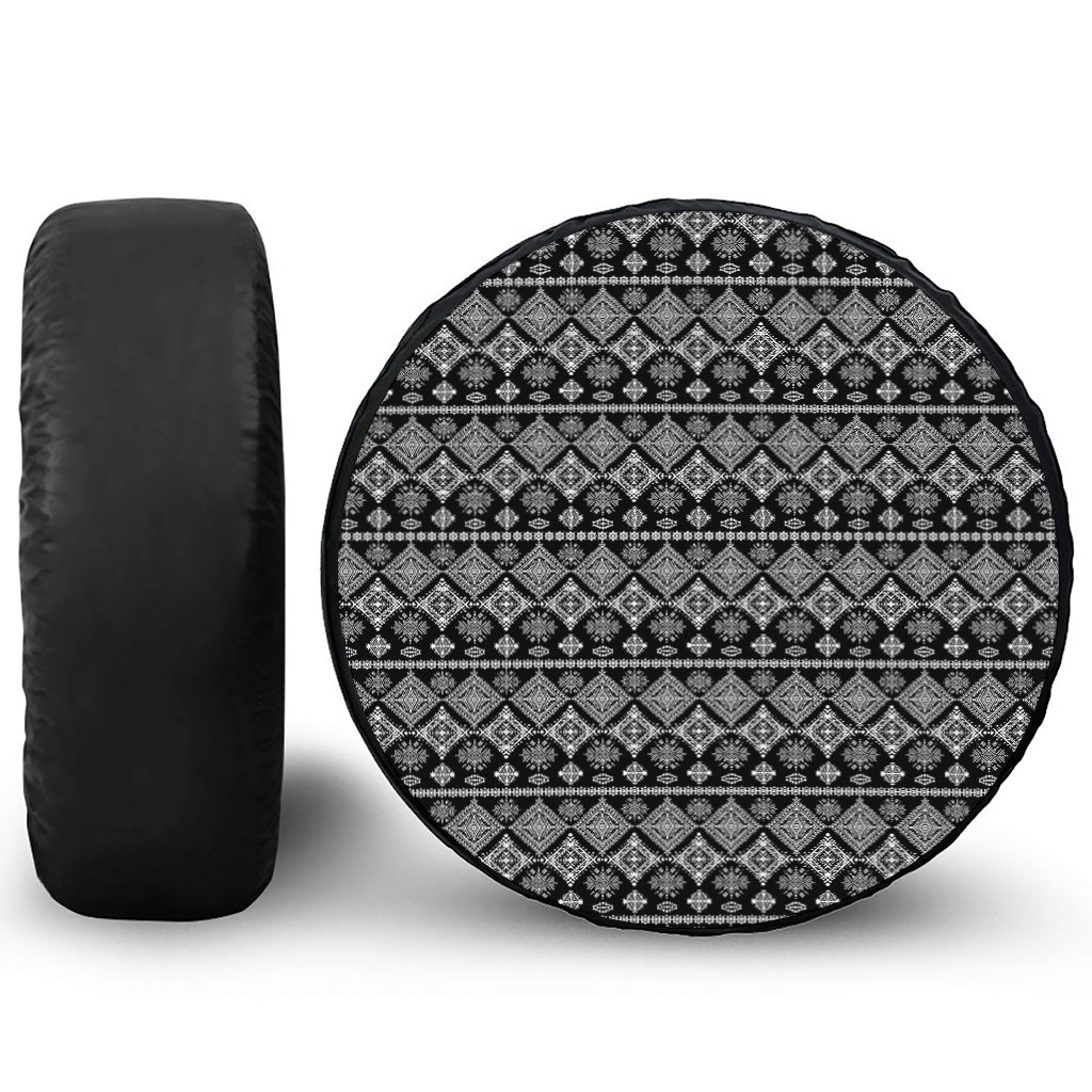 Black And White Boho Tribal Print Tire Cover