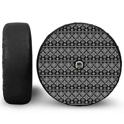 Black And White Boho Tribal Print Tire Cover With Camera Hole