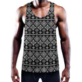 Black And White Boho Tribal Print Men's Workout Tank Top