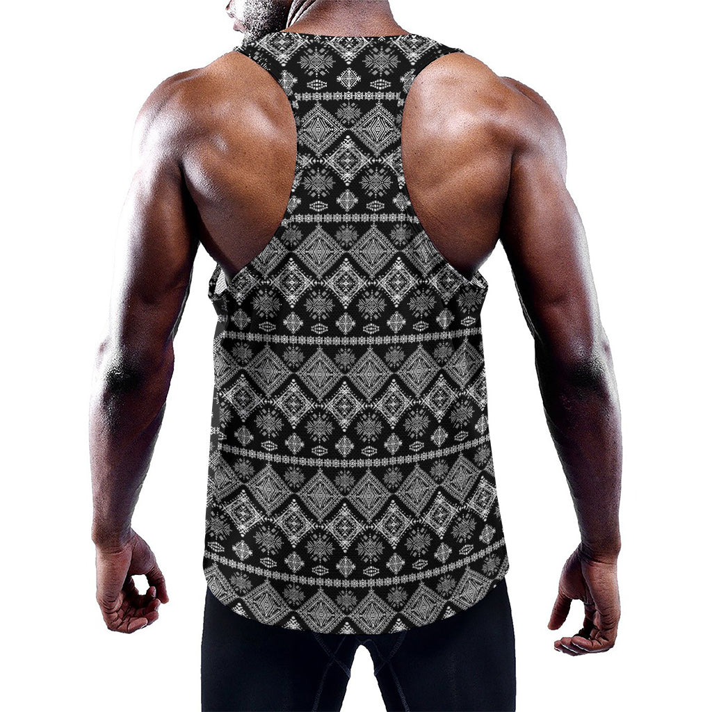 Black And White Boho Tribal Print Training Tank Top