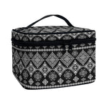 Black And White Boho Tribal Print Travel Makeup Bag