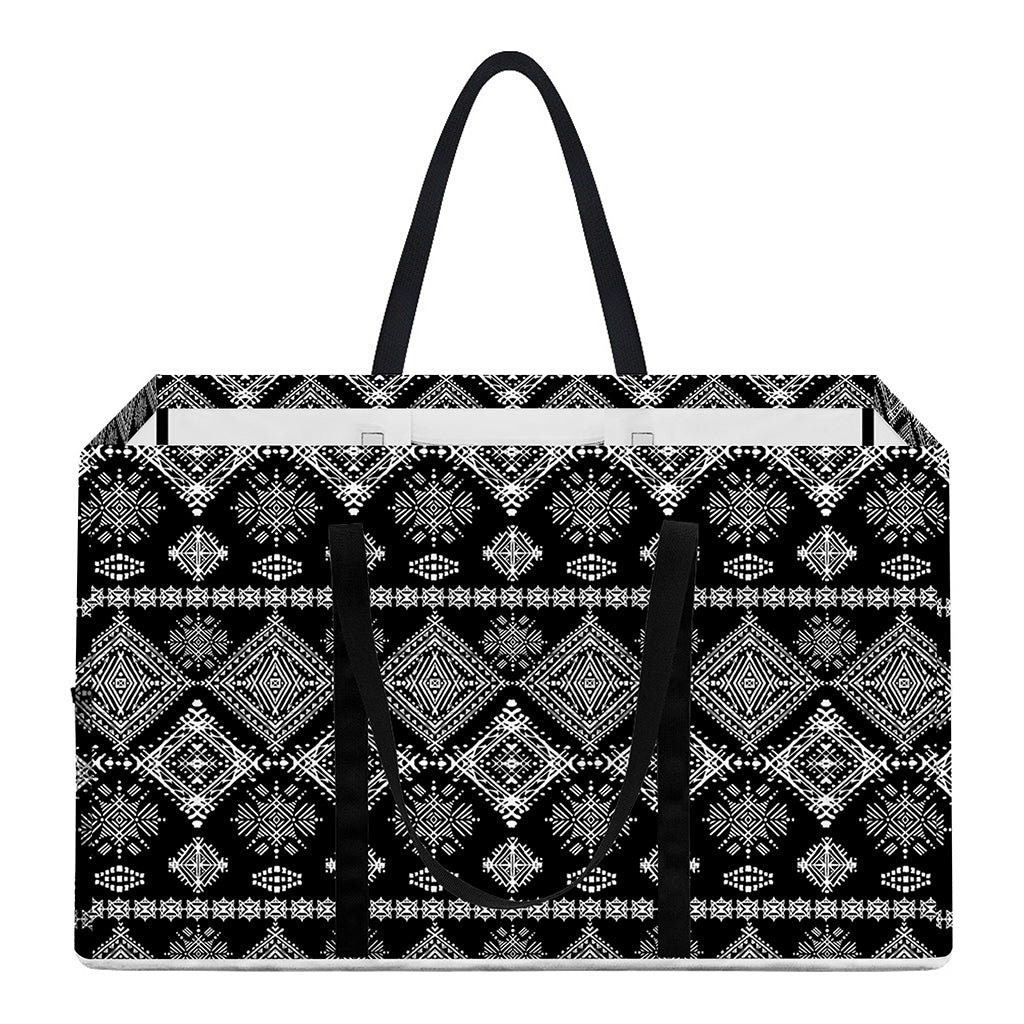 Black And White Boho Tribal Print Utility Tote Bag