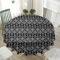 Black And White Boho Tribal Print Waterproof Round Tablecloth