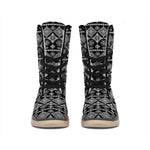 Black And White Boho Tribal Print Winter Boots