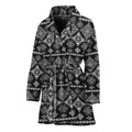 Black And White Boho Tribal Print Women's Bathrobe
