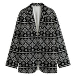 Black And White Boho Tribal Print Women's Blazer