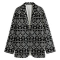 Black And White Boho Tribal Print Women's Cotton Blazer