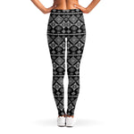 Black And White Boho Tribal Print Women's Leggings