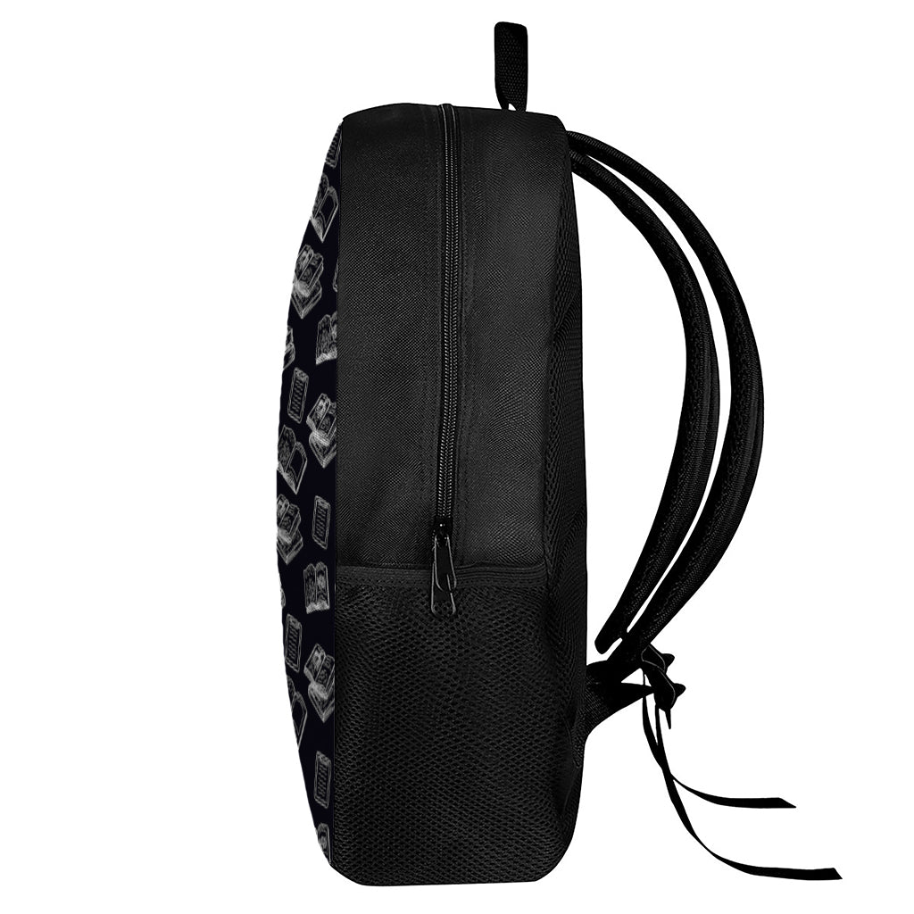 Black And White Books Pattern Print 17 Inch Backpack