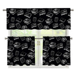 Black And White Books Pattern Print 3 Piece Kitchen Curtains