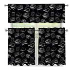 Black And White Books Pattern Print 3 Piece Kitchen Curtains
