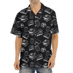 Black And White Books Pattern Print Aloha Shirt