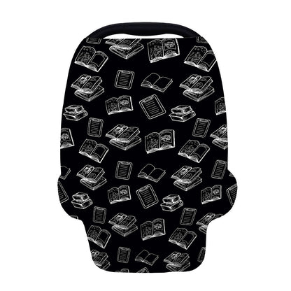 Black And White Books Pattern Print Baby Seat Cover
