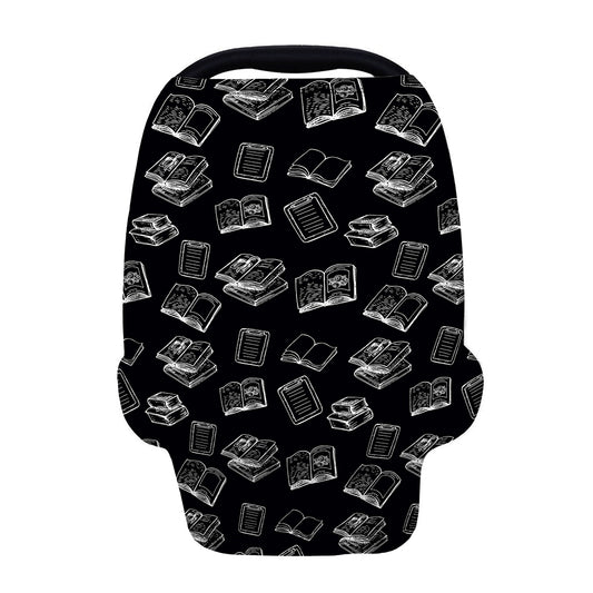 Black And White Books Pattern Print Baby Seat Cover