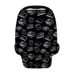 Black And White Books Pattern Print Baby Seat Cover