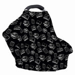 Black And White Books Pattern Print Baby Seat Cover